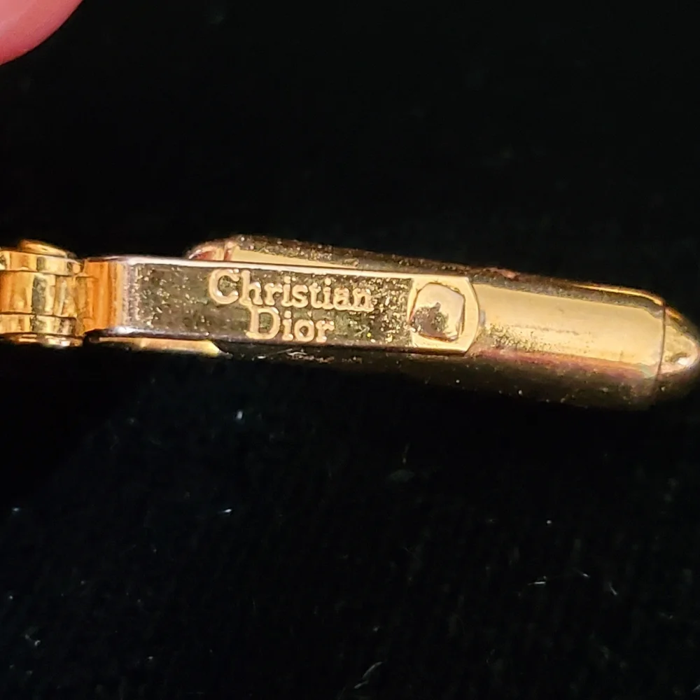 Christian Dior Polished Gold Plated Cufflinks Classic Design Triple Layered